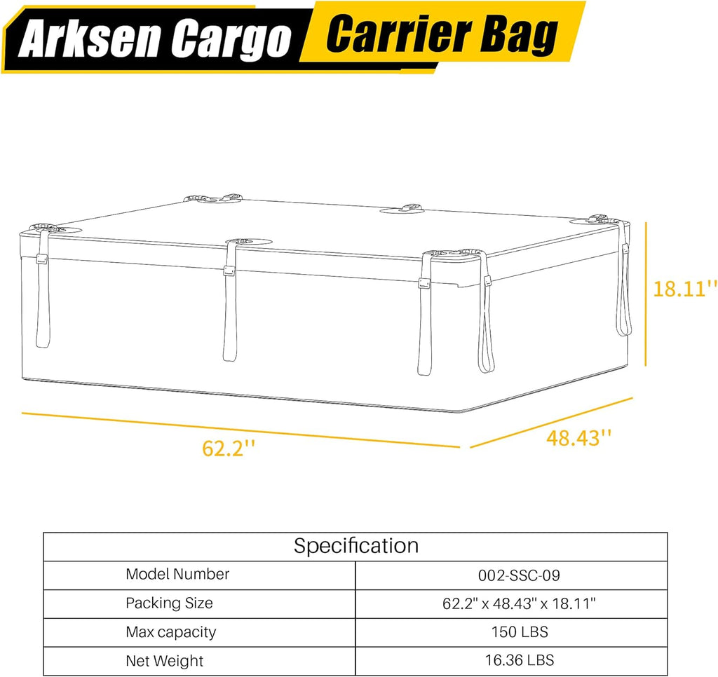 Waterproof Rooftop Cargo Carrier Bag with 6 Door Hook Straps K3348