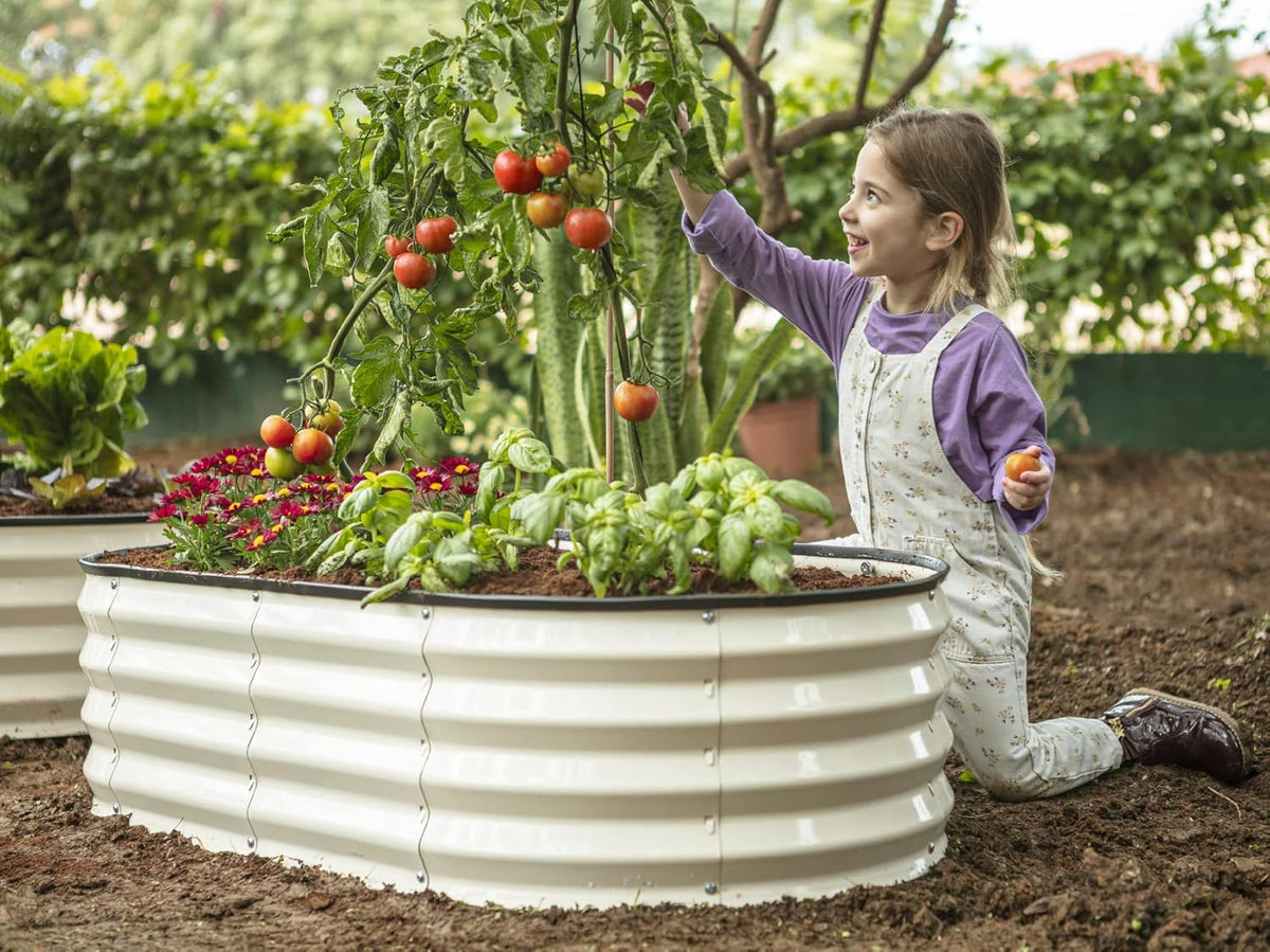 Galvanized Raised Garden Beds Outdoor Planter Metal Garden Box White E54128