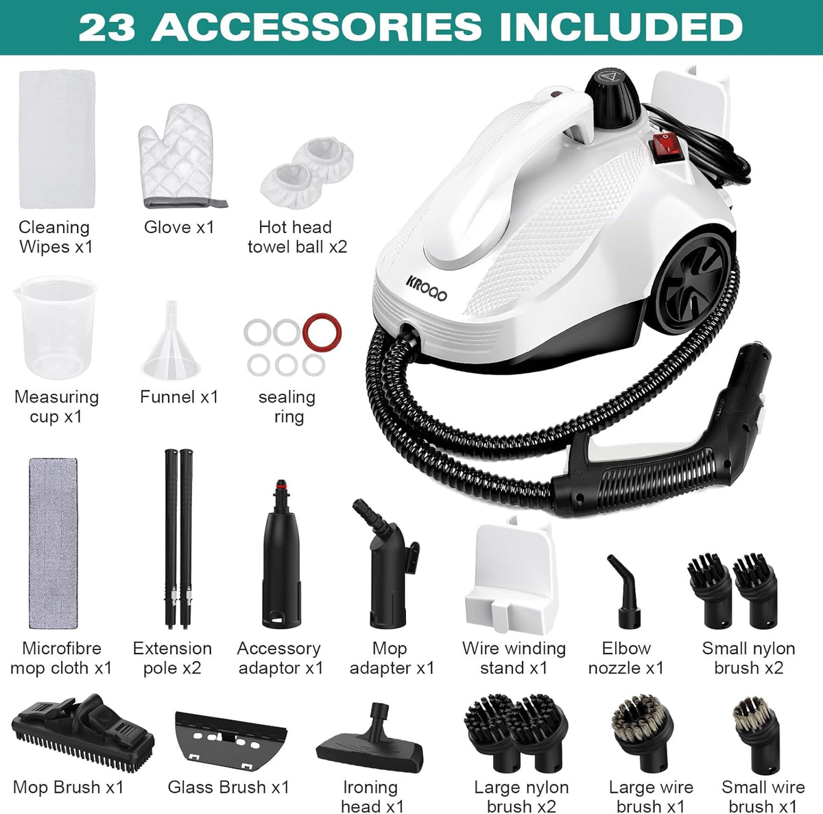 Steam Cleaner with 23 Accessories, 16.4ft Power Cord N9648