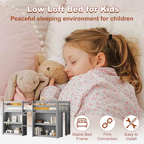 Twin Over Twin Solid Wood Bunk Bed with Trundle and Storage Stairway K650