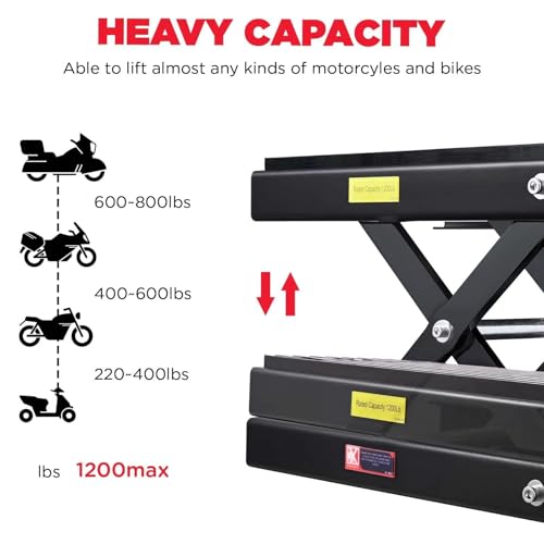1200 LBS Steel Motorcycle Scissor Jack with Ratchet Wrench O255632