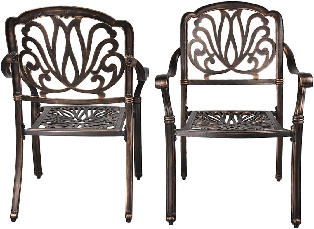 2 Piece Cast Aluminum Patio Bistro Dining Chair Set Antique Bronze D3509