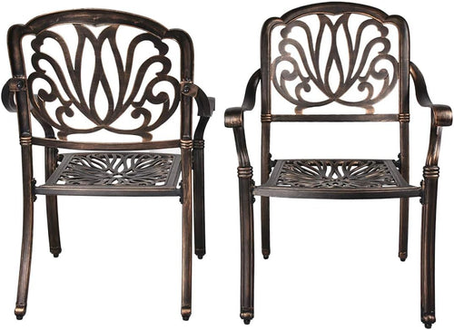 2 Piece Cast Aluminum Patio Bistro Dining Chair Set Antique Bronze D3509