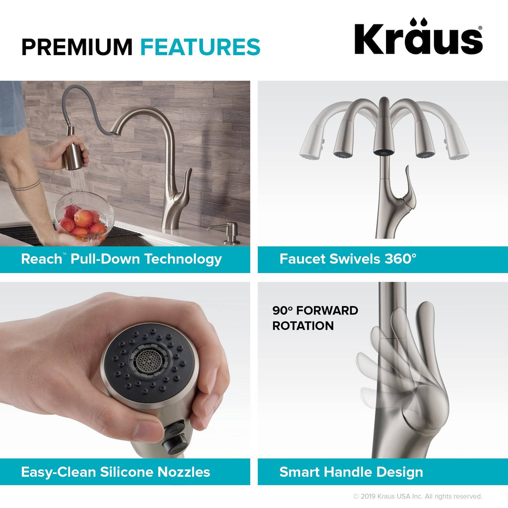 Stainless Steel Single Handle Pull-Down Kitchen Faucet H13485