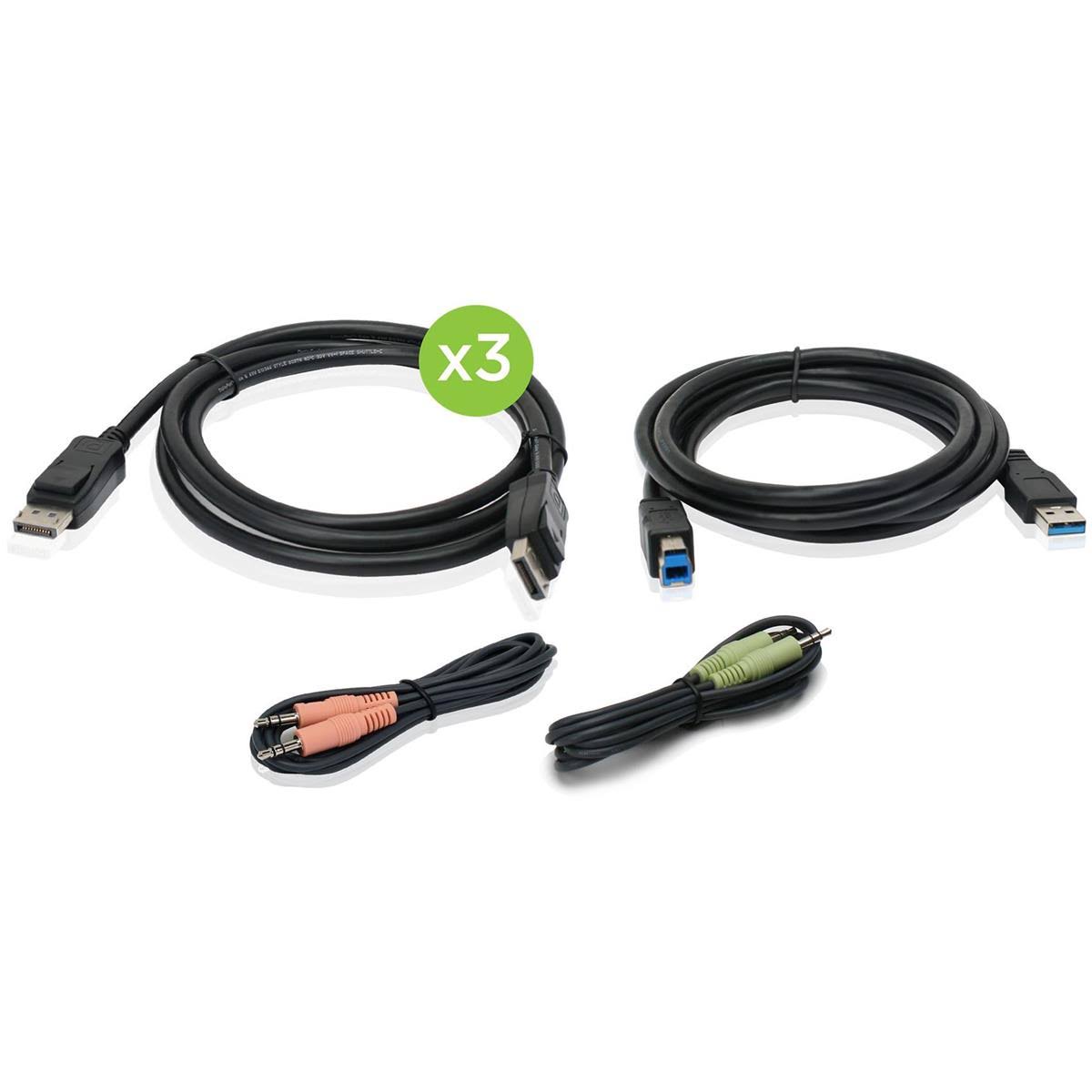 Triple View DisplayPort Cable Set with USB and Audio J2084