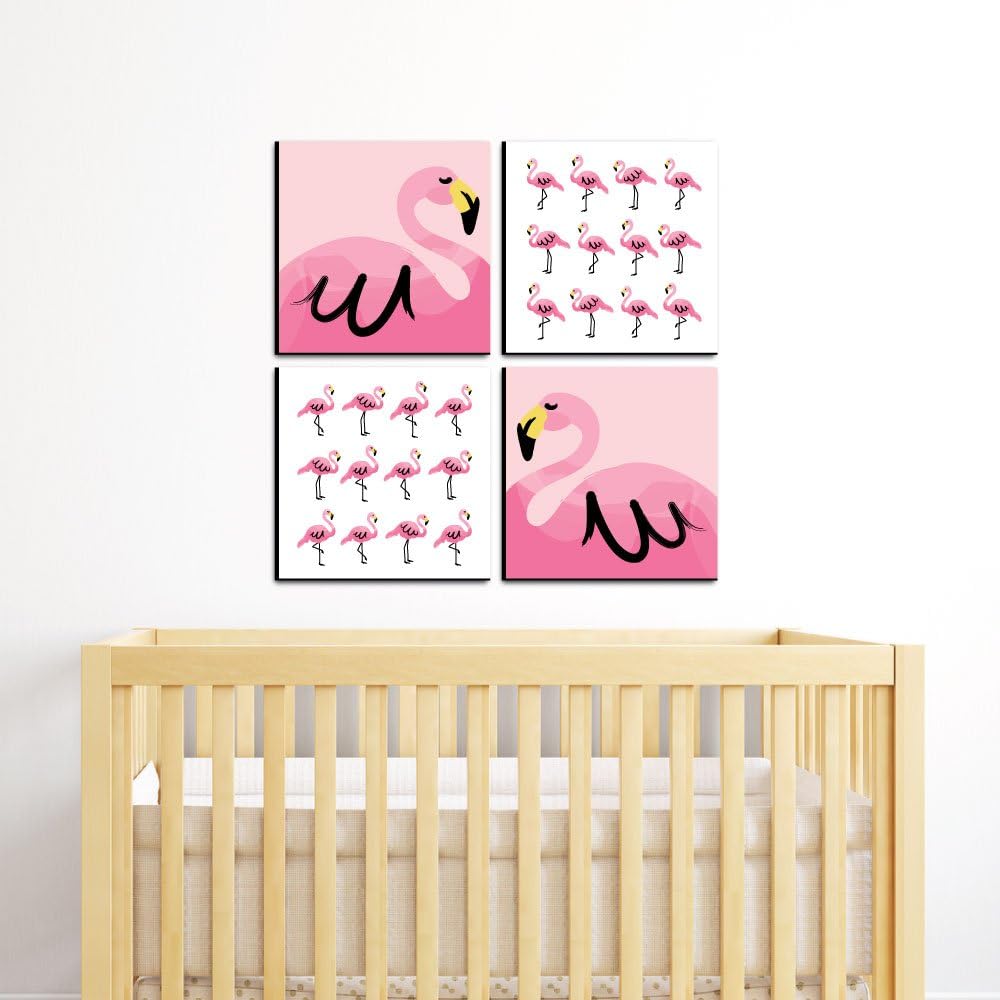 Pink Flamingo Kids Wall Art Set of 4 Prints C8118