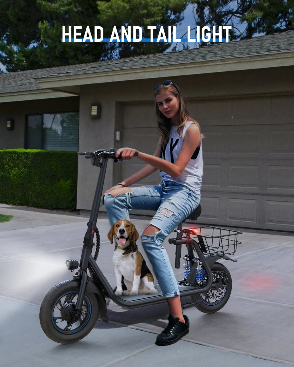 450W Electric Scooter with Seat and Basket S92509