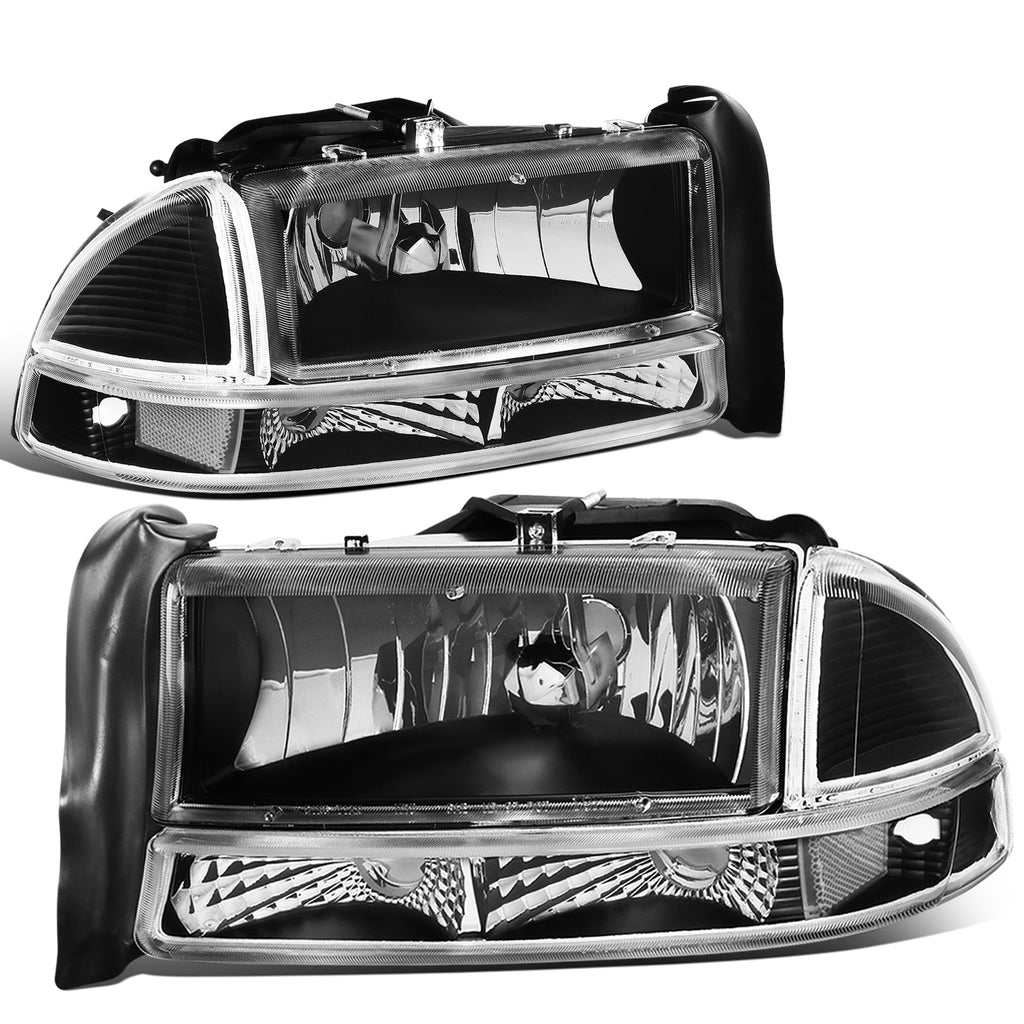 4pcs Replacement Headlight Bumper Lamp Black Housing Clear Side A473945