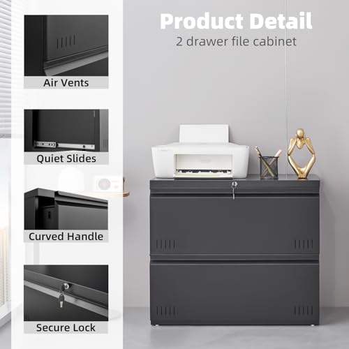 Black Metal Storage Cabinet with Adjustable Shelves O8030