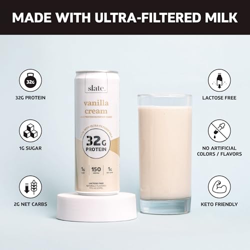 Vanilla Cream High Protein Nutrition Shake, 32g Protein, 1g Sugar, 150 Calories, 1g Net Carbs, Lactose Free, No Added Sugar, 11 fl oz, 12 Cans C7860