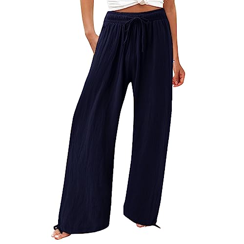 Linen Wide Leg Pants with Pockets O594842