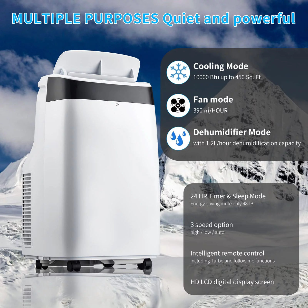 Portable Air Conditioners Fan, 10,000 BTU, with Dehumidifier, Remote Control & Window Kit Q675781