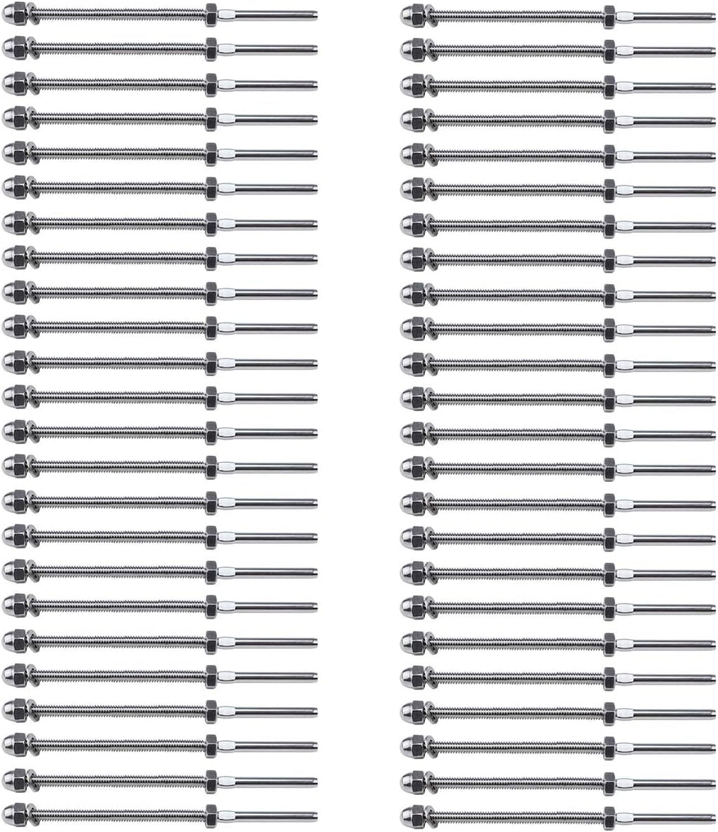 50 Pack Hand Swage Threaded Stud Tensioner 1/8 Cable Railing Kit T316 Stainless Steel G127
