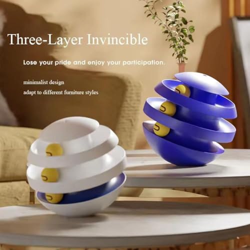 3 Tier Cat Turntable Tumbler Toy with Moving Balls (deep Blue) P68994