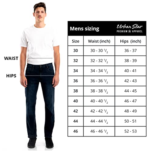 Mens Relaxed Fit Straight Leg Stretch Jeans E461138
