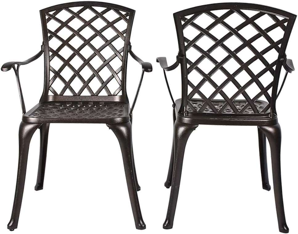 2 Piece Cast Aluminum Patio Bistro Dining Chair Set Antique Bronze D3509