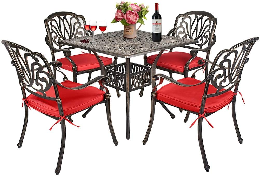 2 Piece Cast Aluminum Patio Bistro Dining Chair Set Antique Bronze D3509