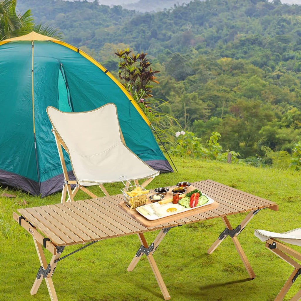 4ft Foldable Wooden Picnic Table with Carry Bag B998639
