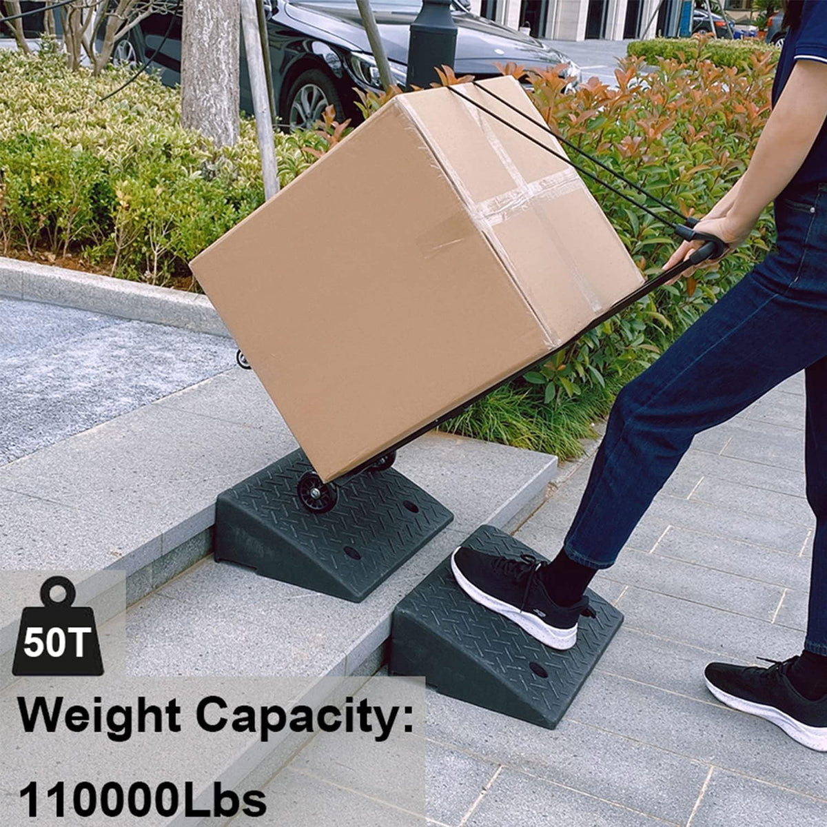 2PCS Curb Ramps 4.3" Height Heavy Duty Driveway Car Ramps I41218