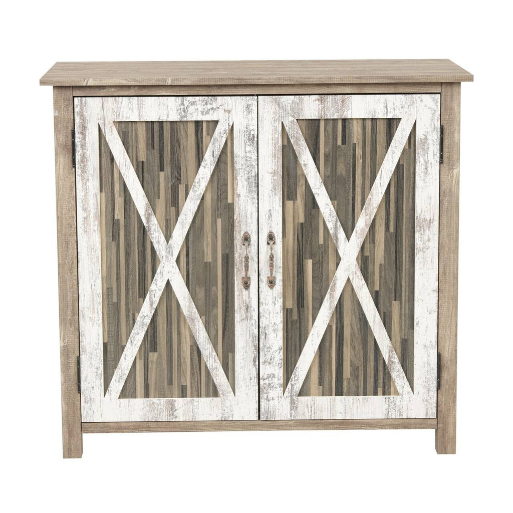 Two Door Cabinet with Rustic Barn Style Doors N592