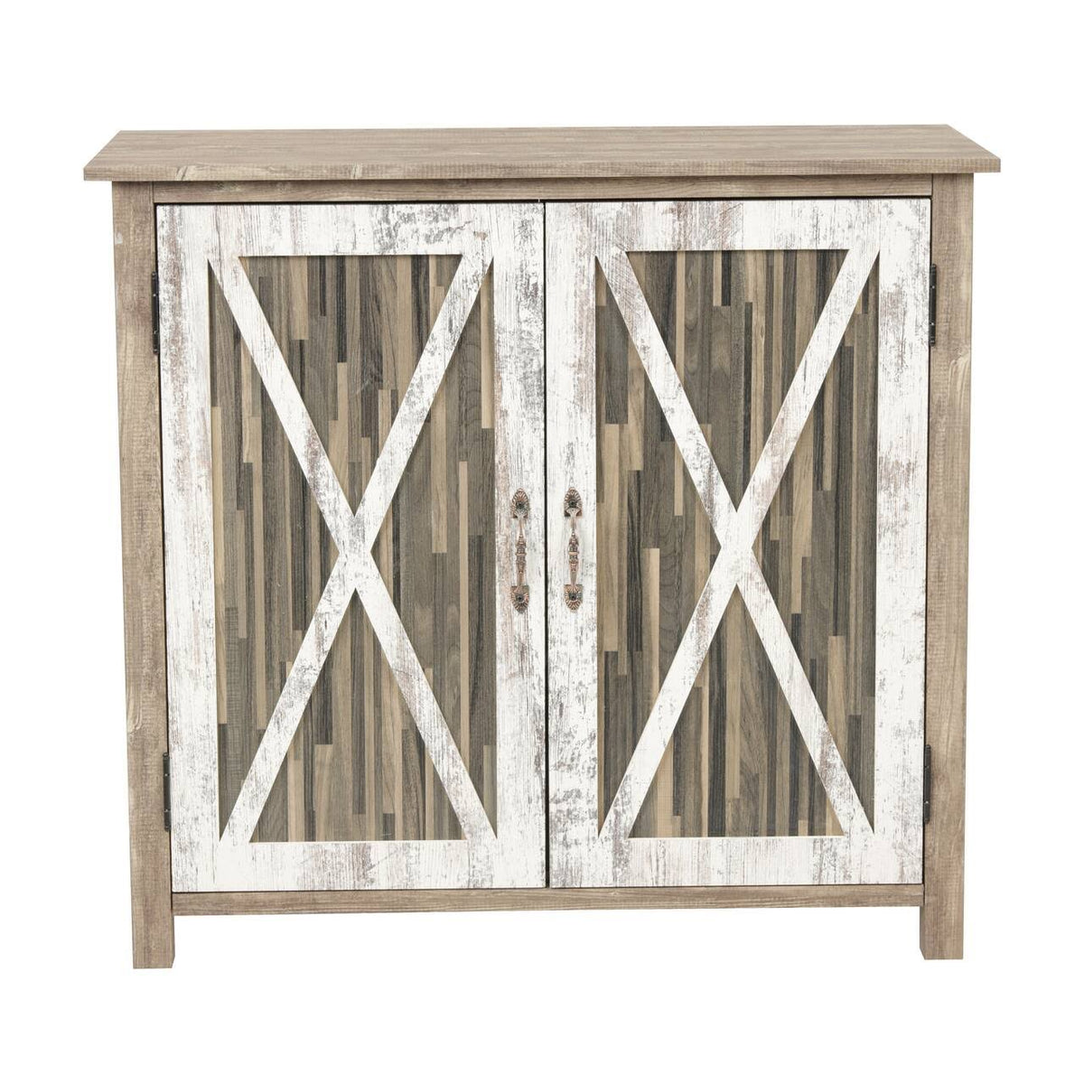 Two Door Cabinet with Rustic Barn Style Doors N592