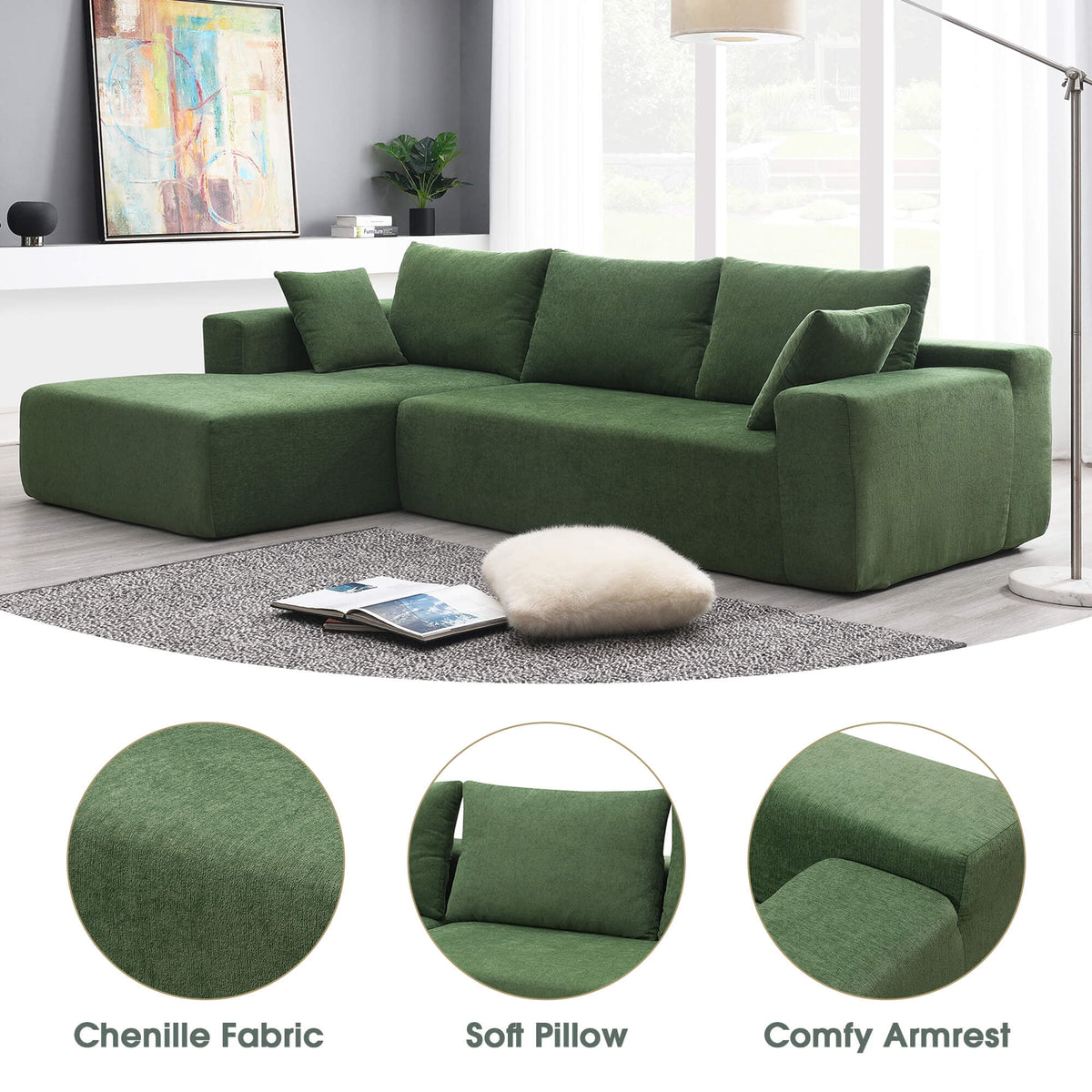 L-Shape 3 Seat Sectional Couch L9836