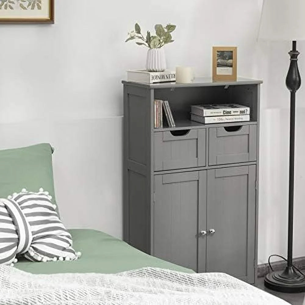 Grey Bathroom Floor Cabinet with 2 Doors and 2 Drawers A499