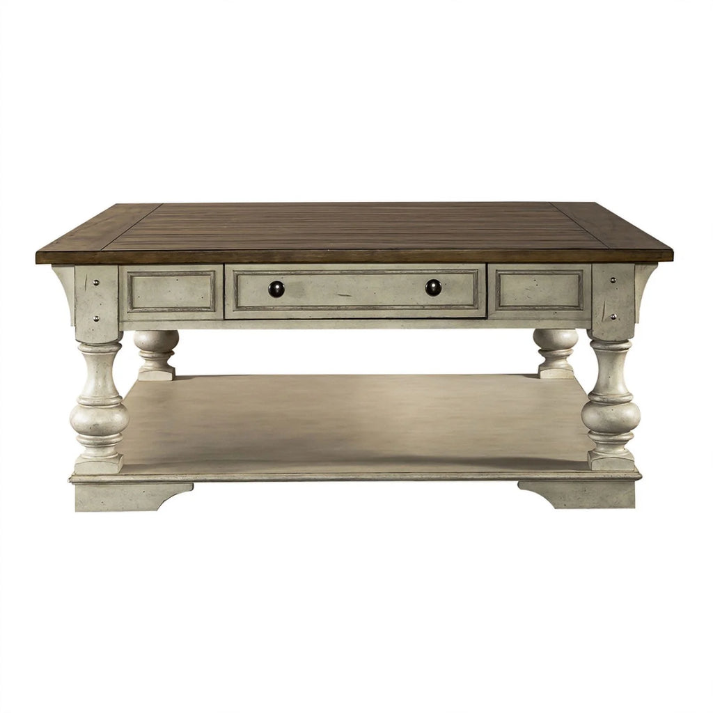 Antique White Drawer Square Cocktail Table Q690467