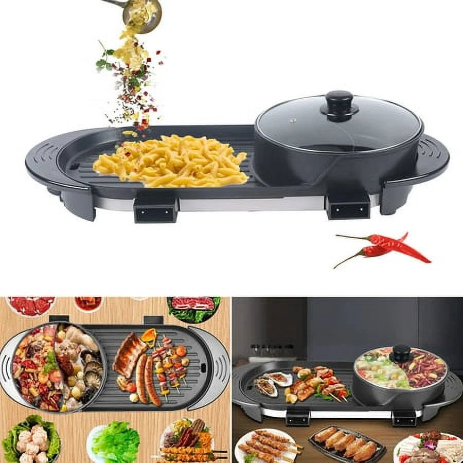 2 In 1 Portable Electric Non-stick Hot Pot Barbecue Grill Q4761