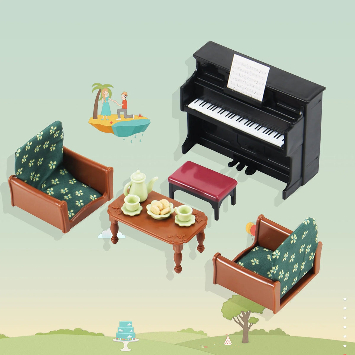 Miniature Dollhouse Furniture Kitchen Play Set with Refrigerator K54254