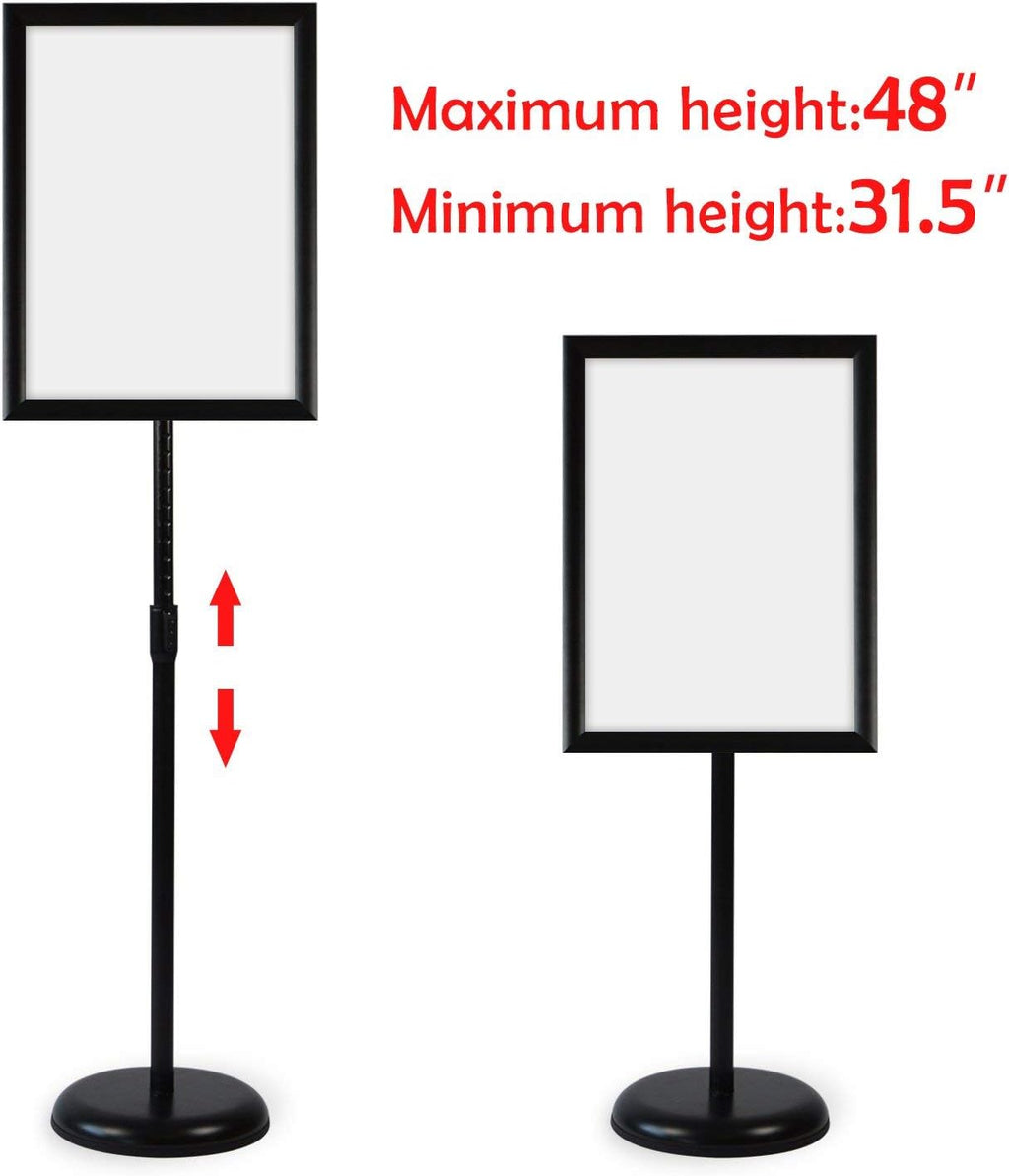 Heavy Duty Adjustable Aluminum Floor Standing Sign Holder, Black H195