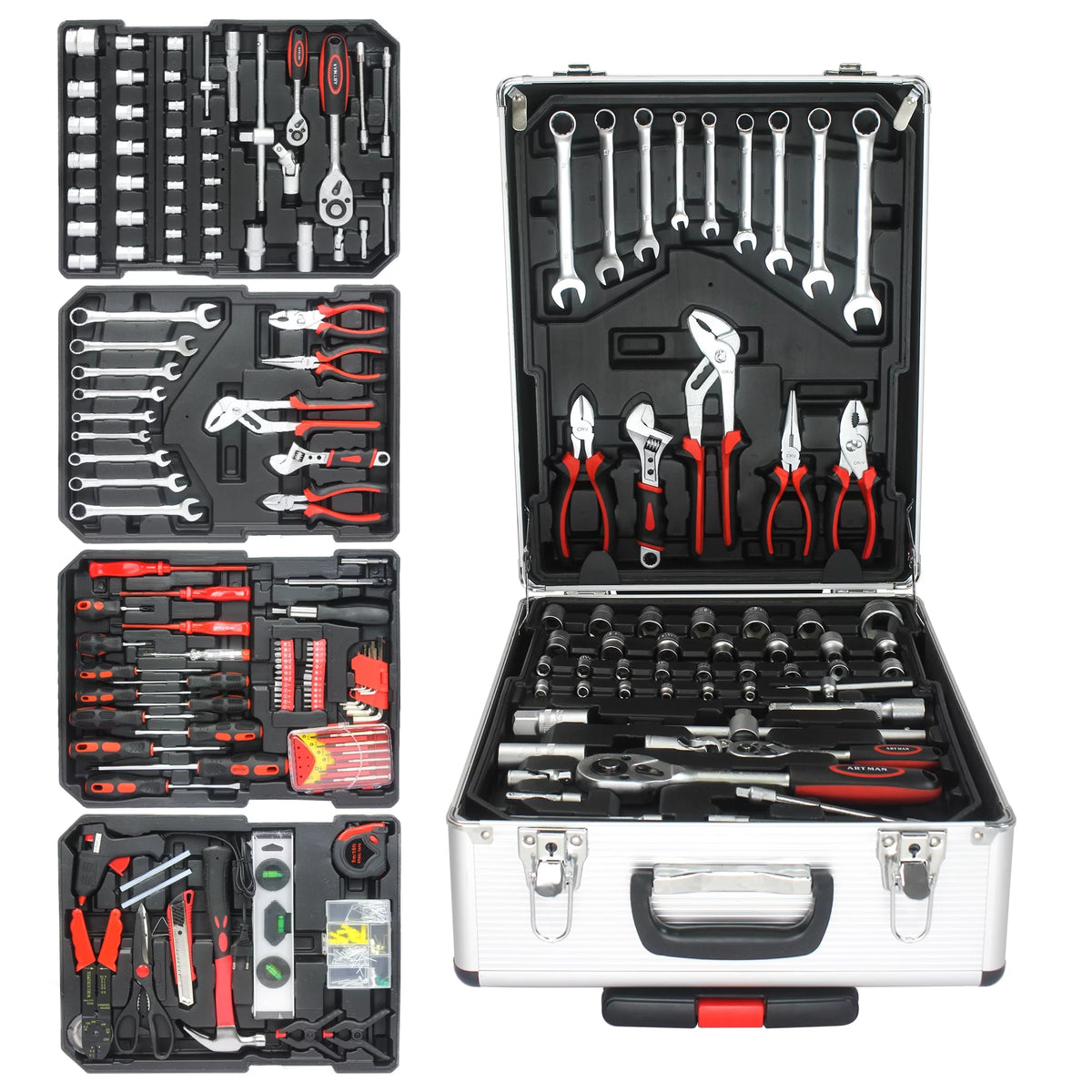 899PCS White Hand Tool Set with Rolling Tool Box W20427