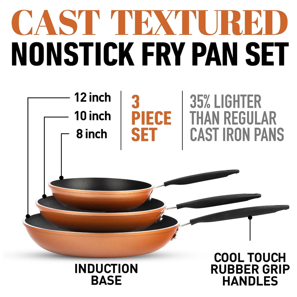 3-Piece Copper Nonstick Frying Pan Set F511