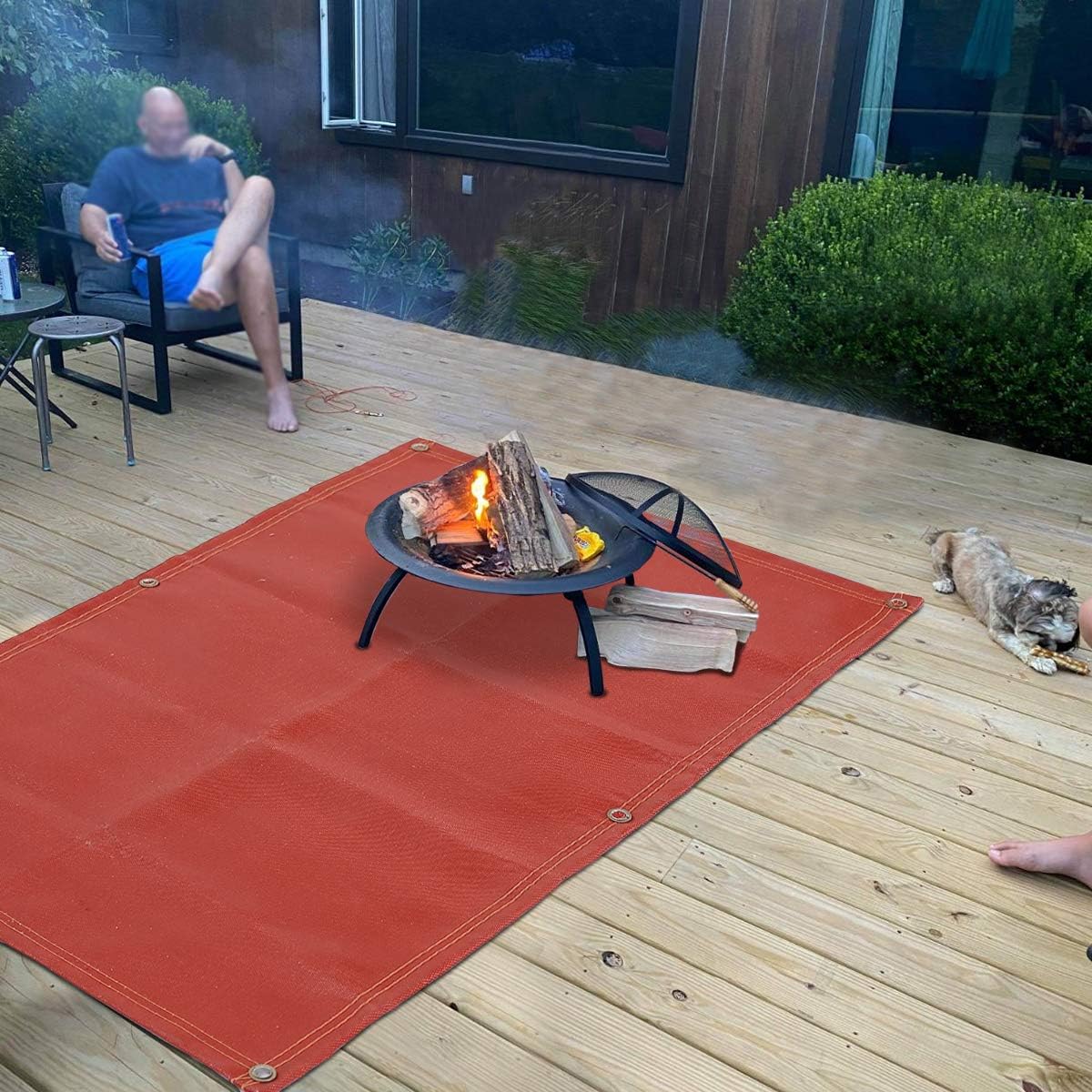 Fireproof Silicone Fire Pit Mat, Washable, 70”×58”, Pack of 2 C3996