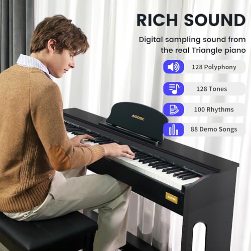88-Key Weighted Hammer Action Digital Piano with Speakers, Furniture Stand and Triple Pedals U3248