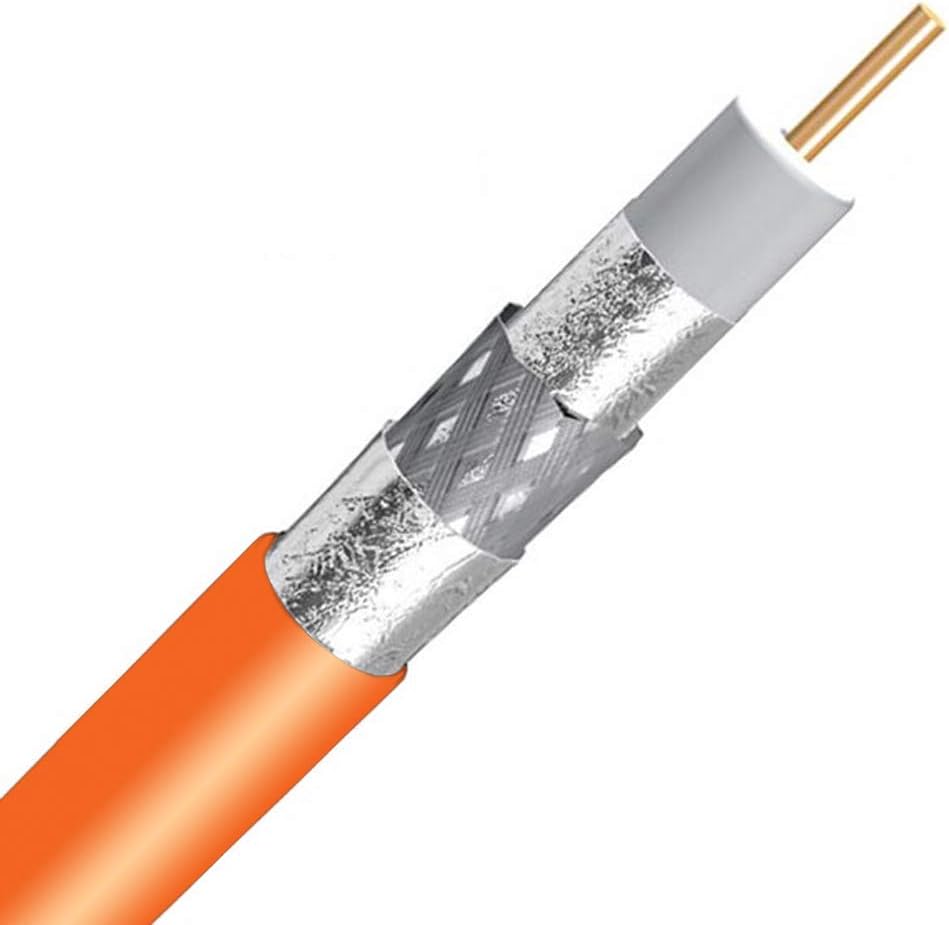 RG11 Coaxial Cable, 14AWG Core, Gel Coat Braid, Flooded Coax (1000ft, Orange) F55703