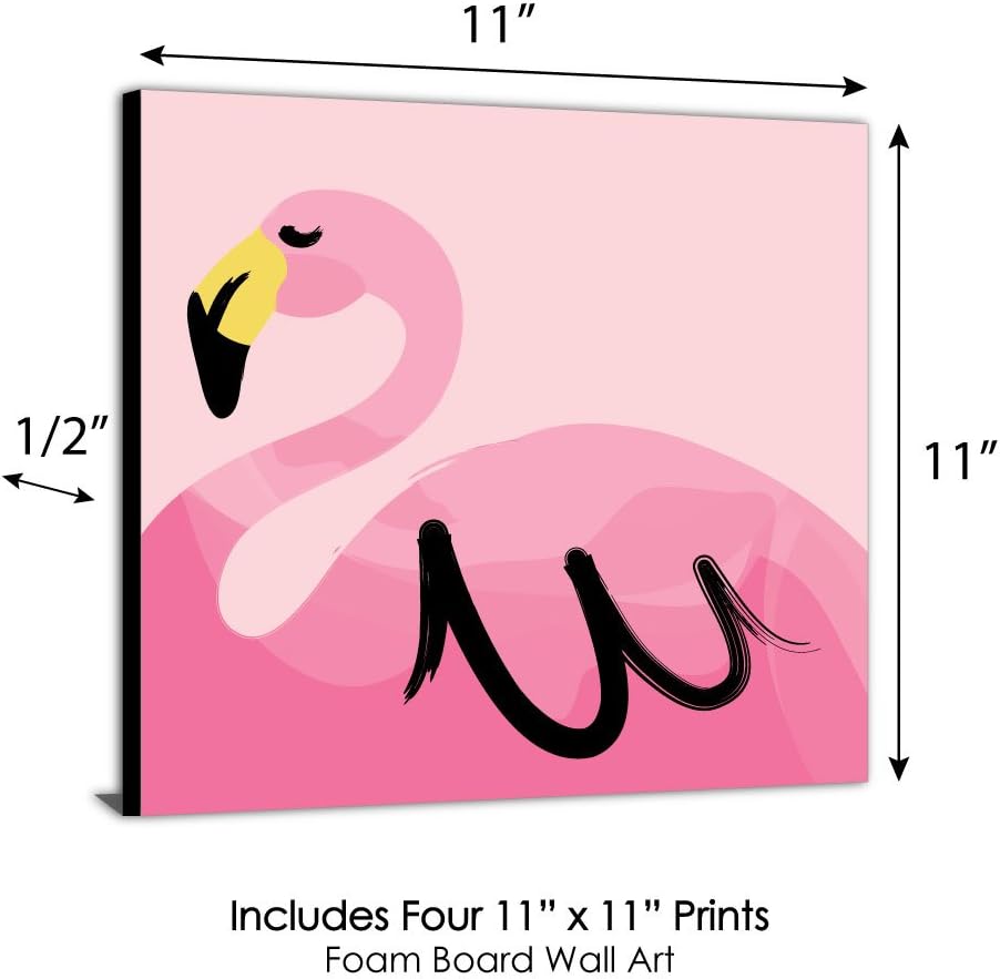 Pink Flamingo Kids Wall Art Set of 4 Prints C8118
