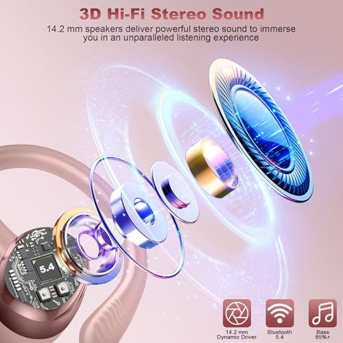 Wireless Earbuds with Earhooks, 50H Deep Bass, IP7 Waterproof U912719