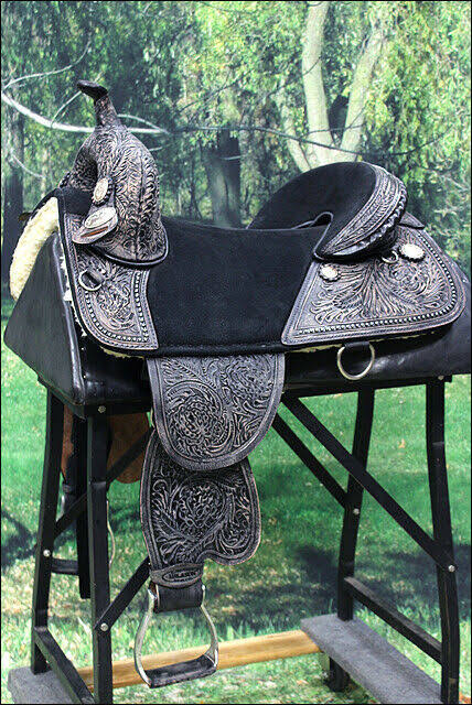16 in Western Horse Saddle Treeless Trail Barrel Leather F150254