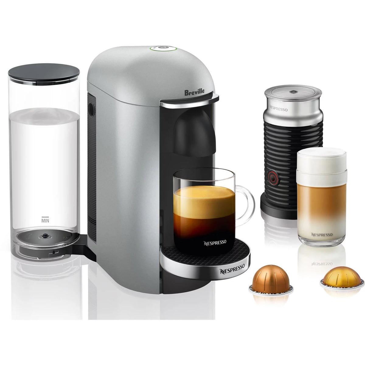 Silver Coffee & Espresso Machine and Milk Frother N84296