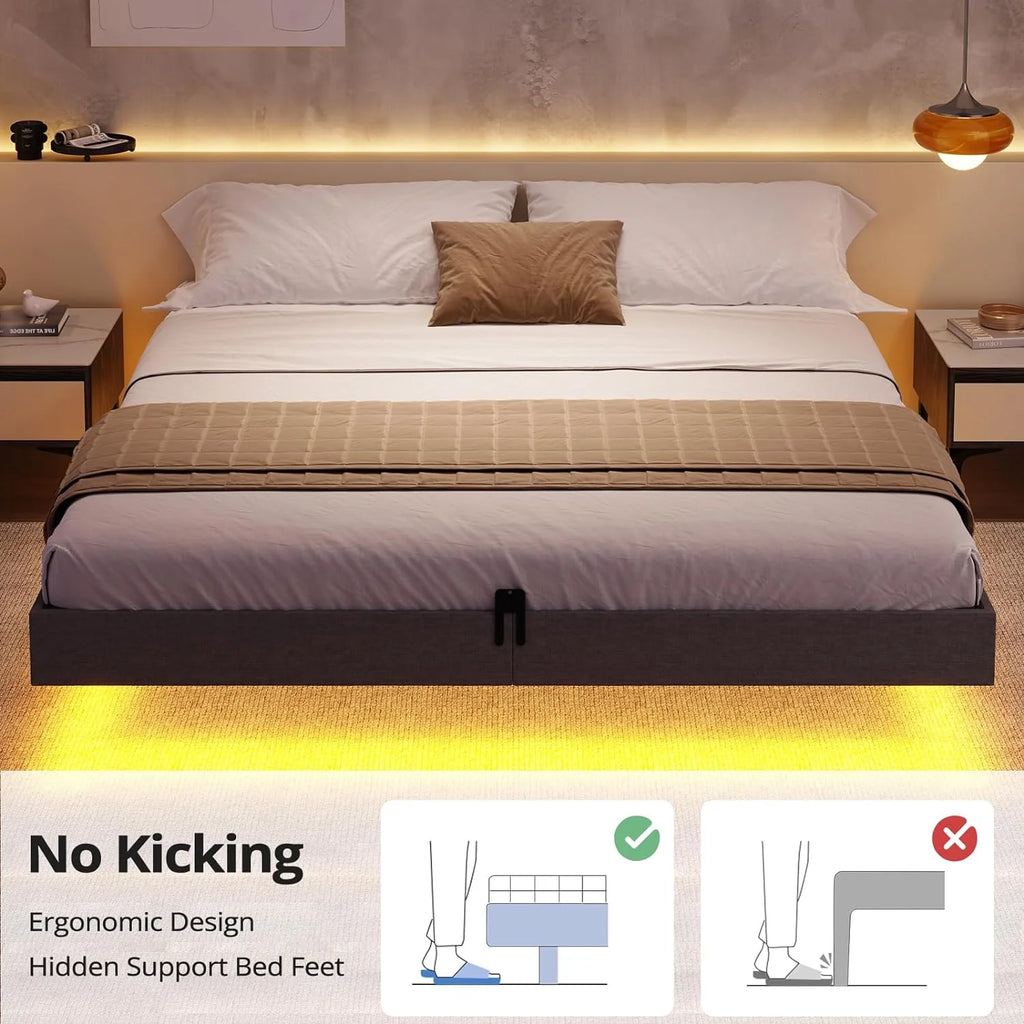 King Size Metal Platform Bed Frame with LED Lights G40474