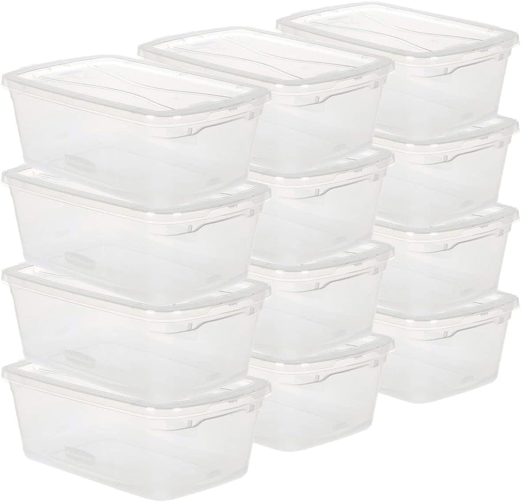 Clear 6 QT Pack of 12 Stackable Plastic Storage Containers with Lids O598