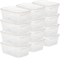 Clear 6 QT Pack of 12 Stackable Plastic Storage Containers with Lids O598