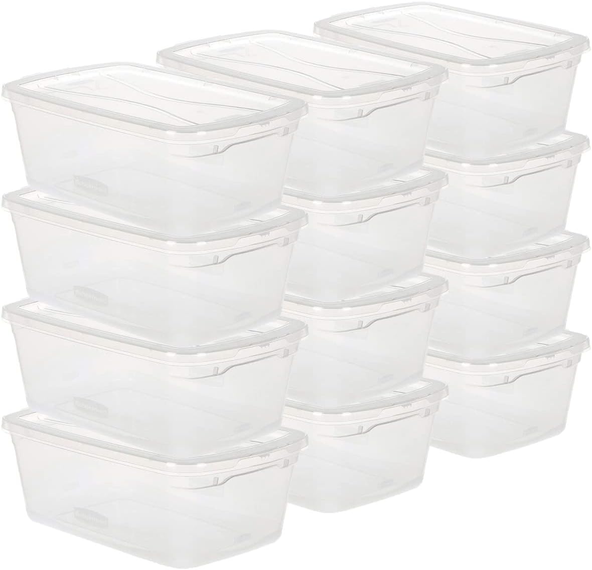 Clear 6 QT Pack of 12 Stackable Plastic Storage Containers with Lids O598