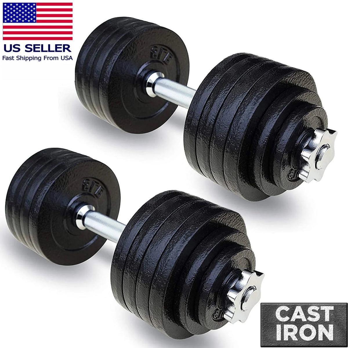 105 lbs Adjustable Cast Iron Dumbbells Set P666