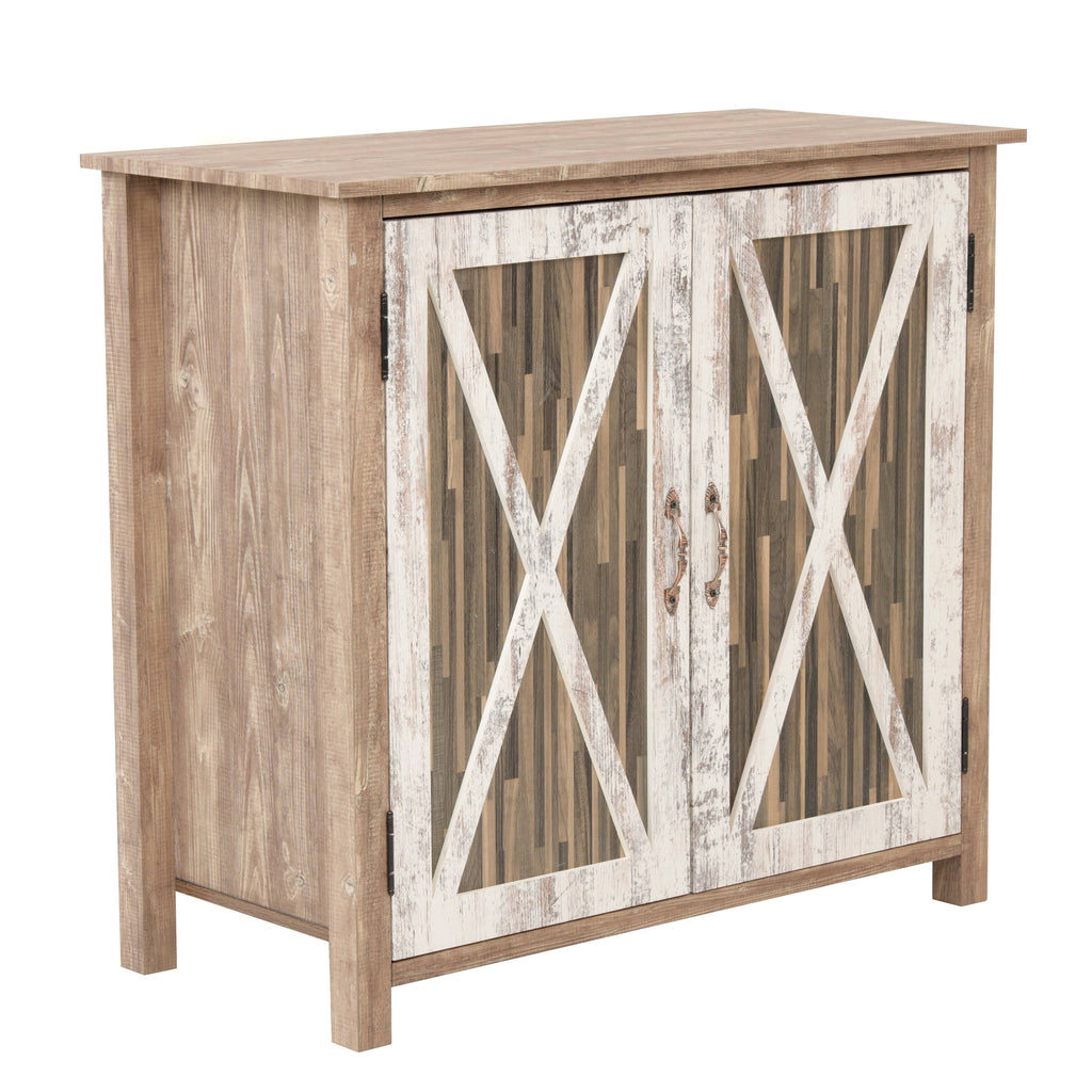 Two Door Cabinet with Rustic Barn Style Doors N592