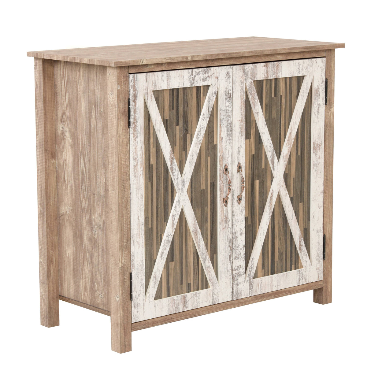 Two Door Cabinet with Rustic Barn Style Doors N592