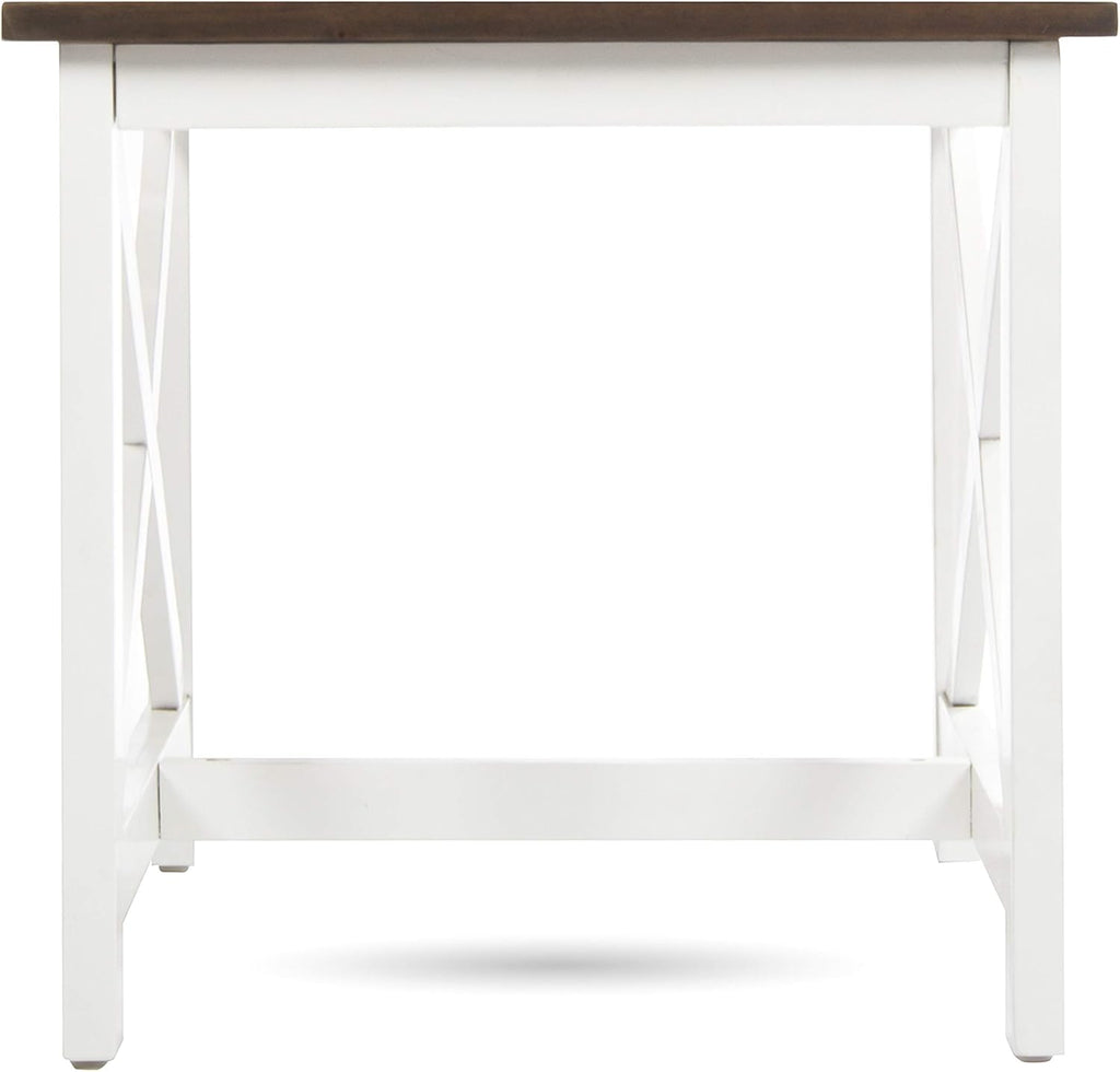 Pu White/Dark Oak Acacia Wood End Table B705585