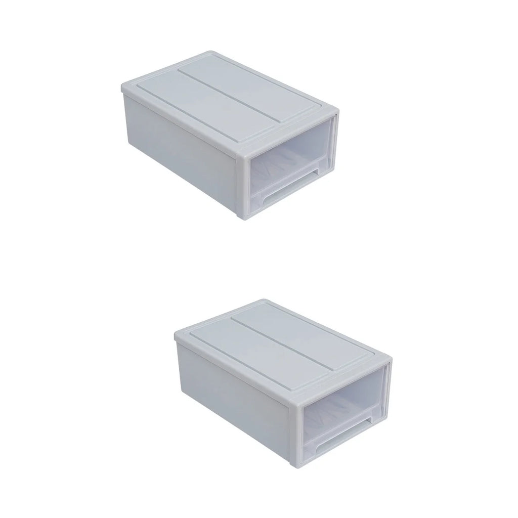 2 pcs Stackable Transparent Storage Box Drawer-type Clothes Shoes Organizer C8517