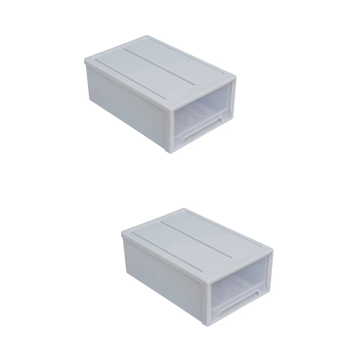 2 pcs Stackable Transparent Storage Box Drawer-type Clothes Shoes Organizer C8517
